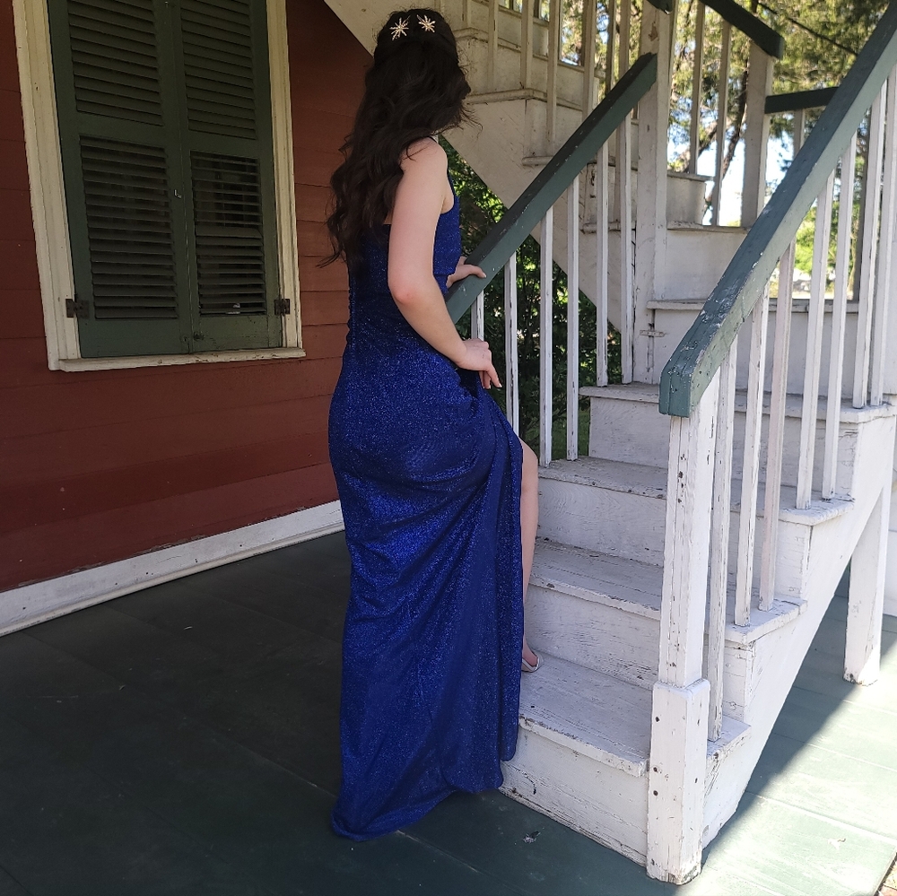 Honey and Rosie Strapless Blue Prom Dress